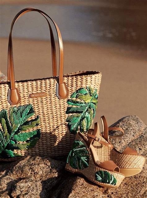 Malibu Palm Embroidered Woven Straw Tote Bag 